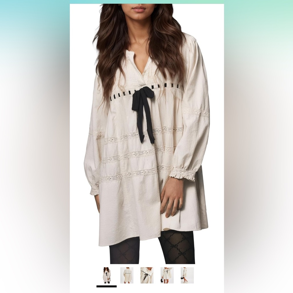 White dress with Black Ribbon Detail